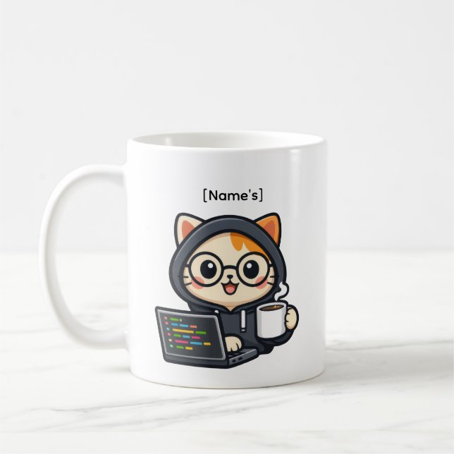 Caneca de Café Personalizada Gatinho Programador F (Esquerda)