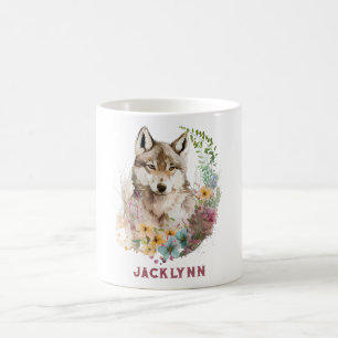 Caneca de Café Personalizada Lobo Aquarela