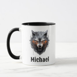 Caneca de Café Personalizada Lobo Rosnando