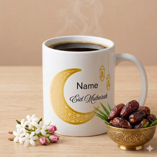 Caneca de Café Personalizada Lua Crescente Eid Mub
