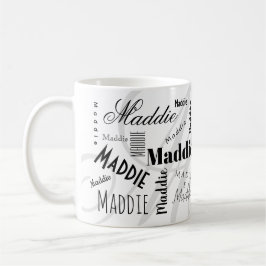 Caneca de Café Personalizada Maddie Preta e Branca
