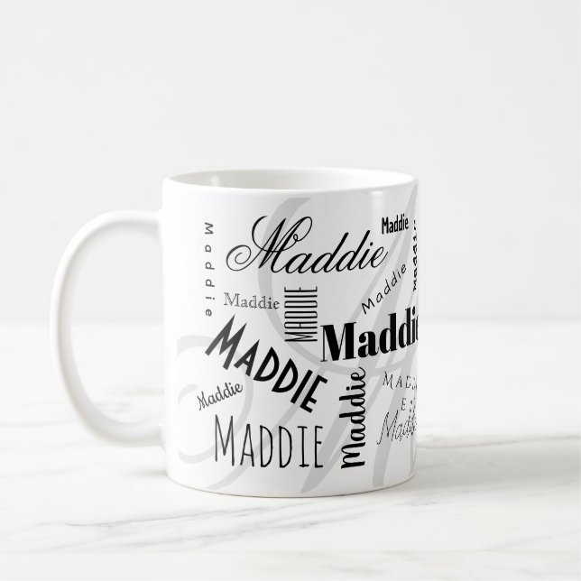 Caneca de Café Personalizada Maddie Preta e Branca (Esquerda)
