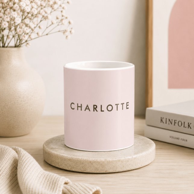 Caneca de Café Personalizada Nome Blush Moderna (Criador carregado)