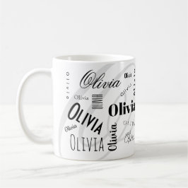 Caneca de Café Personalizada Olivia Preta e Branca