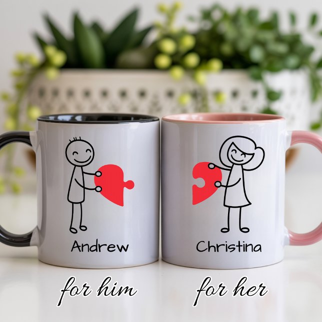 Caneca de Café Personalizada para Dia dos Namorado (Romantic Couples Coffee Cup Gift for Him or Her, Custom Couple Mug Valentine’s Gift for Him or Her)