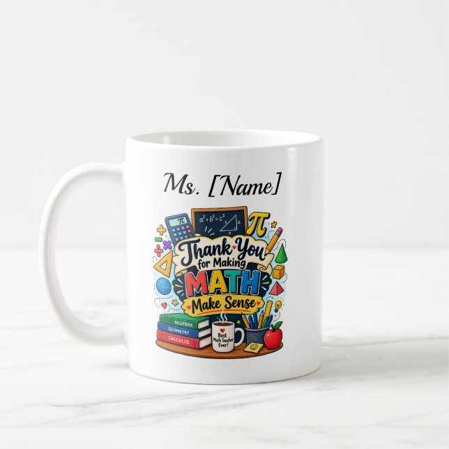 Caneca de Café Personalizada para Professor de Mat (Esquerda)