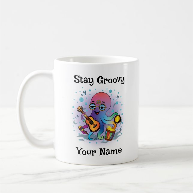 Caneca de Café Personalizada | Polvo Retro | Nome  (Esquerda)