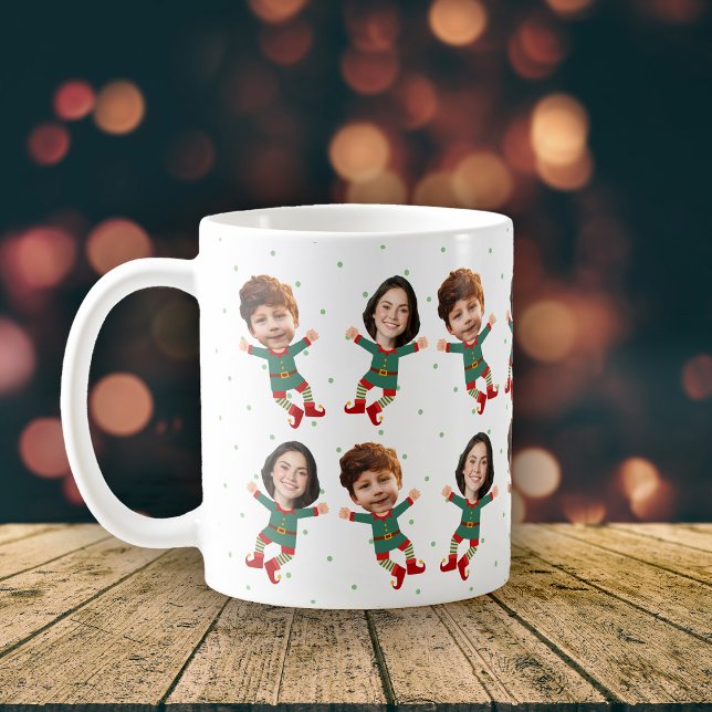 Caneca De Café Personalizadas 2 Fotos Enfrentam Criança De Elf De (Criador carregado)