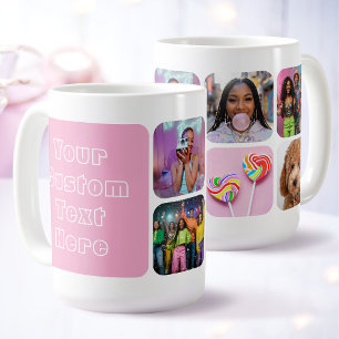 Caneca De Café Personalizadas 6 Foto Moderno Retro Rosa Amigas