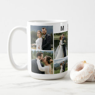 Caneca De Café Personalizado 10 Fotos com Nome do Casal e Monogra