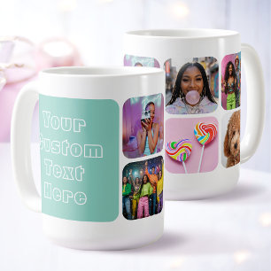 Caneca De Café Personalizado 6 Foto Moderno Retro Verde Amigas