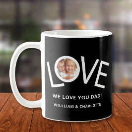 Caneca De Café Personalizado Amo-Te Foto Pai Preto