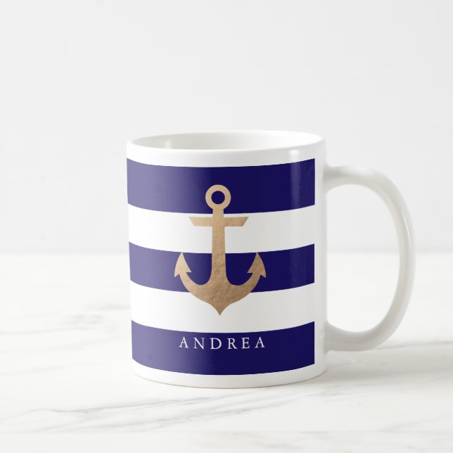 Caneca De Café Personalizado | Âncora Náutica (Direita)