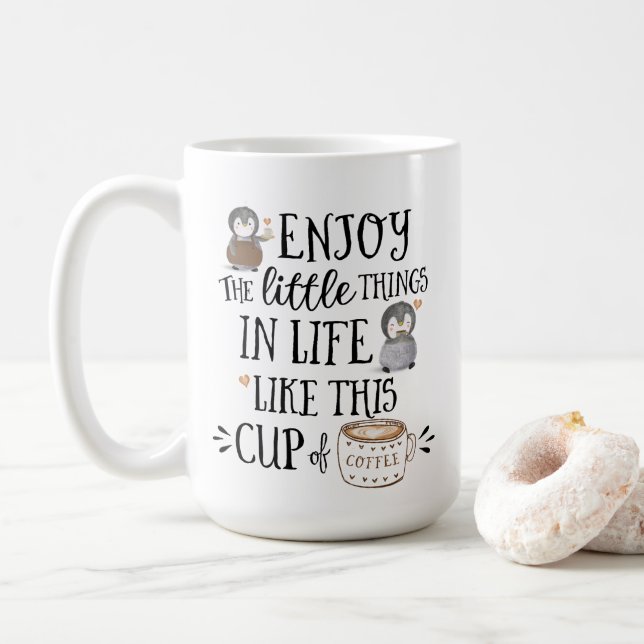 Caneca De Café Personalizado Aproveite as Pequenas Coisas da Vida (Com Donut)