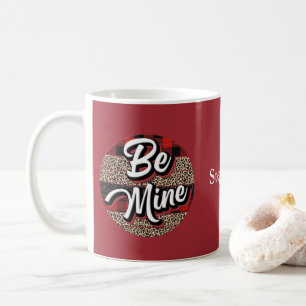 Caneca De Café Personalizado Be My Valentine Buffalo Xadrez Leopa