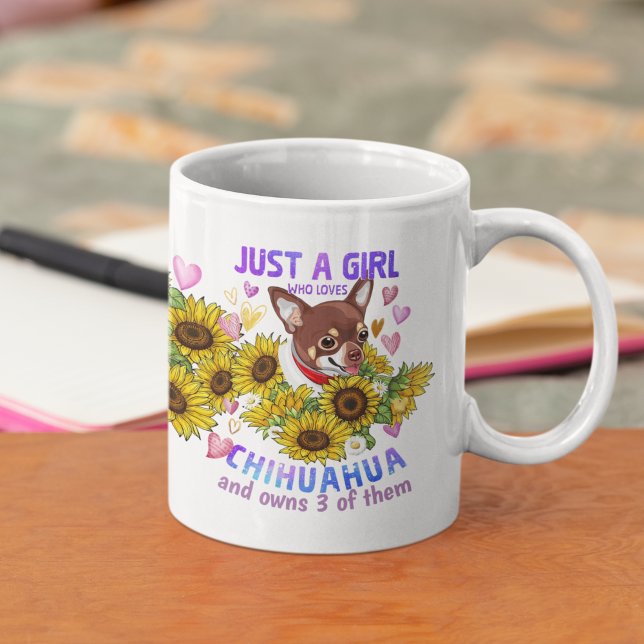 Caneca De Café Personalizado Chihuahua Lover Sunflower Trainer (Criador carregado)