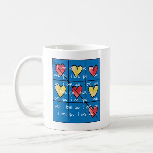 Caneca De Café Personalizado, Clássico, White Mug "Eu Amo Você" (Esquerda)