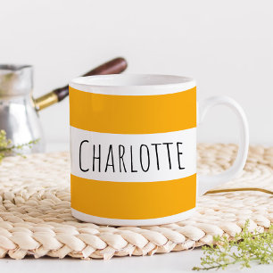 Caneca De Café Personalizado Com Nome Amarelo Escuro Personalizad
