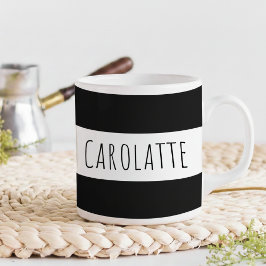 Caneca De Café Personalizado Com Nome Preto Personalizado