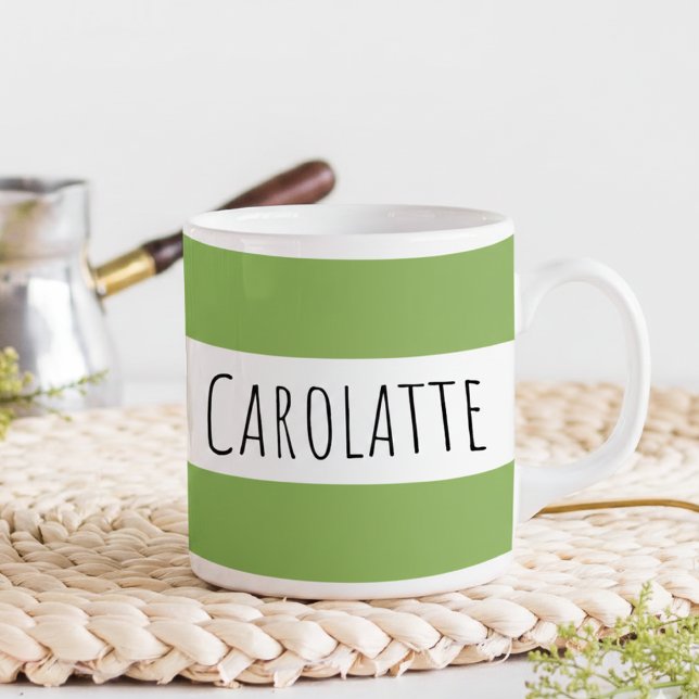Caneca De Café Personalizado Com Nome Verde Personalizado (Criador carregado)