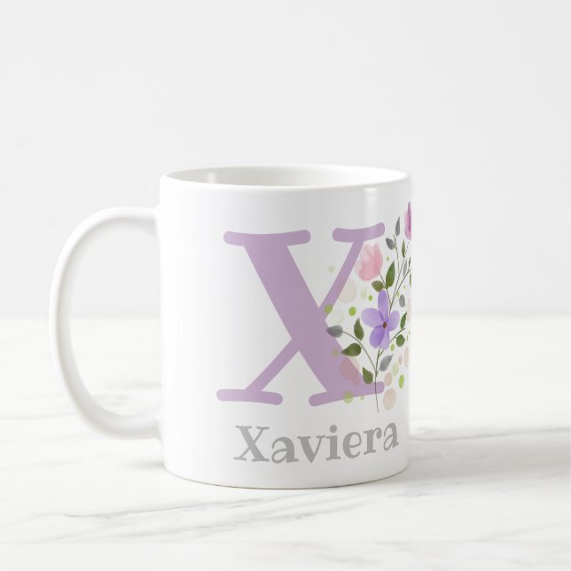Caneca De Café Personalizado com o nome Xaviera e a primeira inic (Esquerda)
