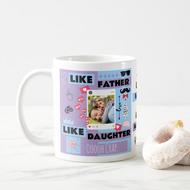 Caneca De Café Personalizado "Como Pai, Como Filha, Que Merda" (Com Donut)