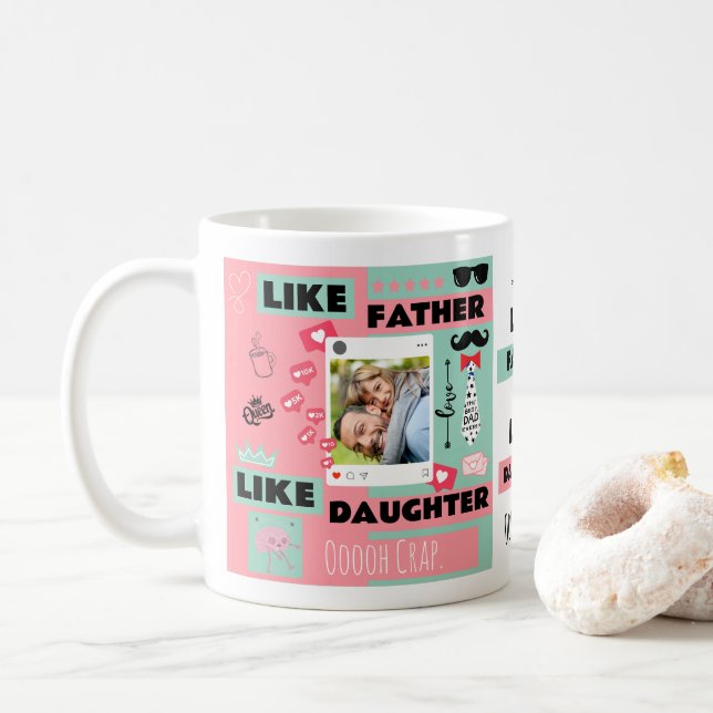Caneca De Café Personalizado "Como Pai, Como Filha, Que Merda" (Com Donut)