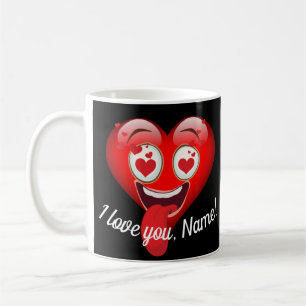 Caneca De Café Personalizado de Emoticon Louco no Amor