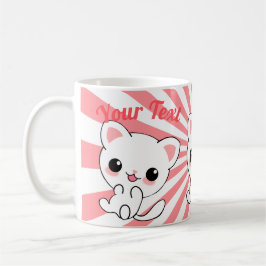Caneca De Café Personalizado de Kawaii White Kitten