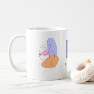 Caneca De Café Personalizado de Pastel Laranja Azul de Boho Art M