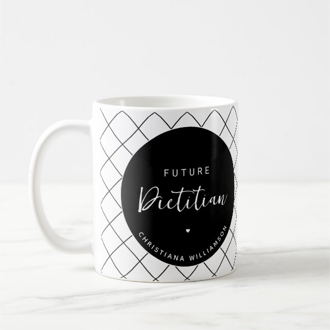 Caneca De Café Personalizado Dietitiano Futuro Elegante (Esquerda)