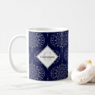 Caneca De Café Personalizado Ditsy Winter Snow Angels Snowmen Oge