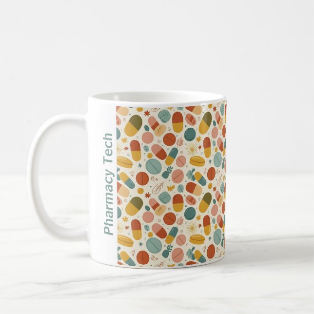 Caneca De Café Personalizado do Boho Pharmacy Tech CPhT (Esquerda)