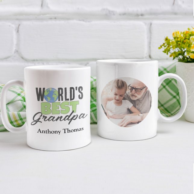 Caneca De Café Personalizado do Melhor Avô do Mundo (World's Best Grandpa custom photo mug)