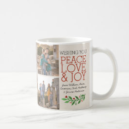 Caneca De Café Personalizado Elegante Joy 3 Photo Christmas