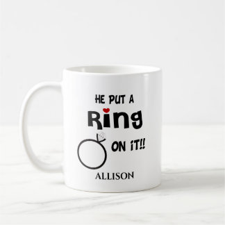 Caneca De Café Personalizado Engraçado Ele colocou um anel nele