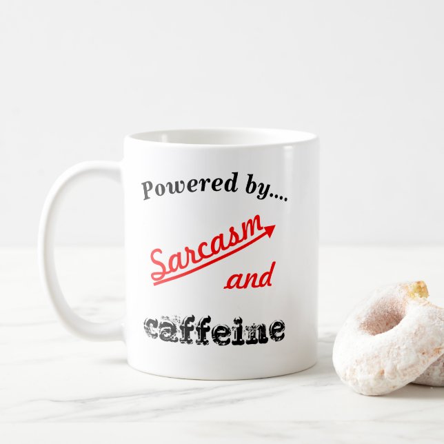 Caneca De Café Personalizado Equipado com Sarcasmo e Caffeine (Com Donut)