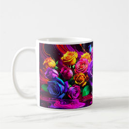 Caneca De Café Personalizado, Estilizado, Pinta Molhada Rose Bouq