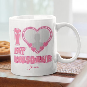 Caneca De Café Personalizado Eu Amo Meu Marido - Adicionar Fotogr