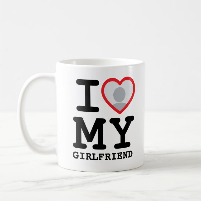 Caneca De Café Personalizado Eu amo minha namorada foto texto (Esquerda)