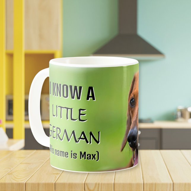 Caneca De Café Personalizado Eu Conheço um Pequeno Dachshund Alem (Personalized I Know a Little German Dachshund Coffee Mug)