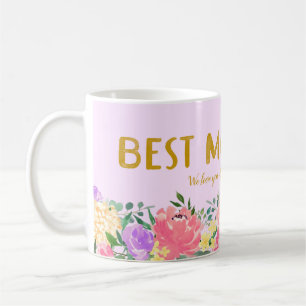 Caneca De Café Personalizado Floral Brilhante Melhor Mãe de Todos