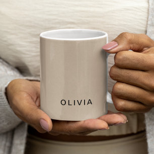 Caneca De Café "Personalizado monograma bege personalizado