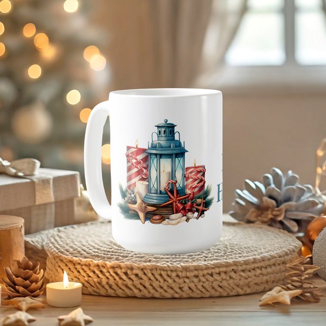 Caneca De Café Personalizado Natal Náutico (Criador carregado)