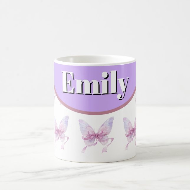 Caneca De Café personalizado & nome personalizado com laço (Centro)