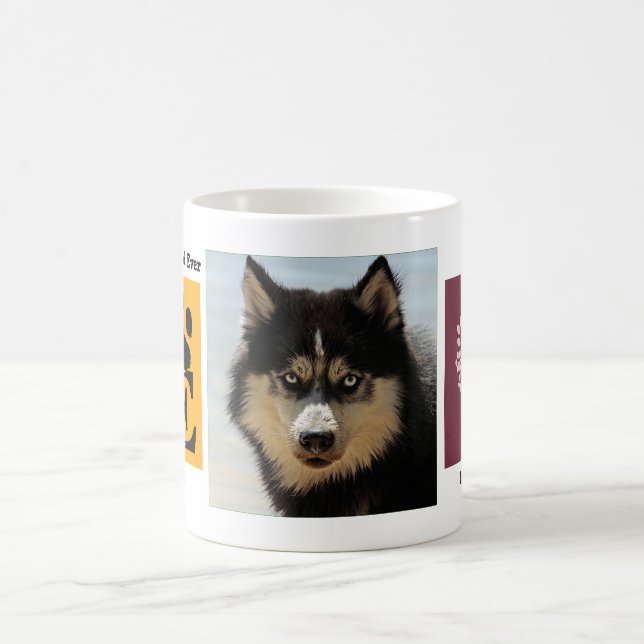 Caneca De Café Personalizado o nome personalizado de foto e cão (Centro)