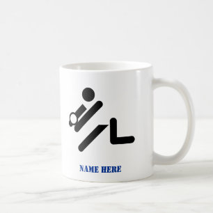 Caneca De Café Personalizado para o ícone azul e preto do voleibo