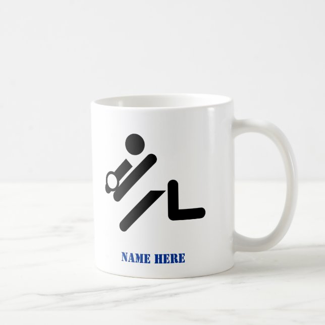 Caneca De Café Personalizado para o ícone azul e preto do voleibo (Direita)