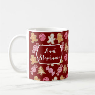 Caneca De Café Personalizado para Tia Biscoito de Gengibre Vermel