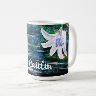 Caneca De Café Personalizado pelo nome Abstrato Flower